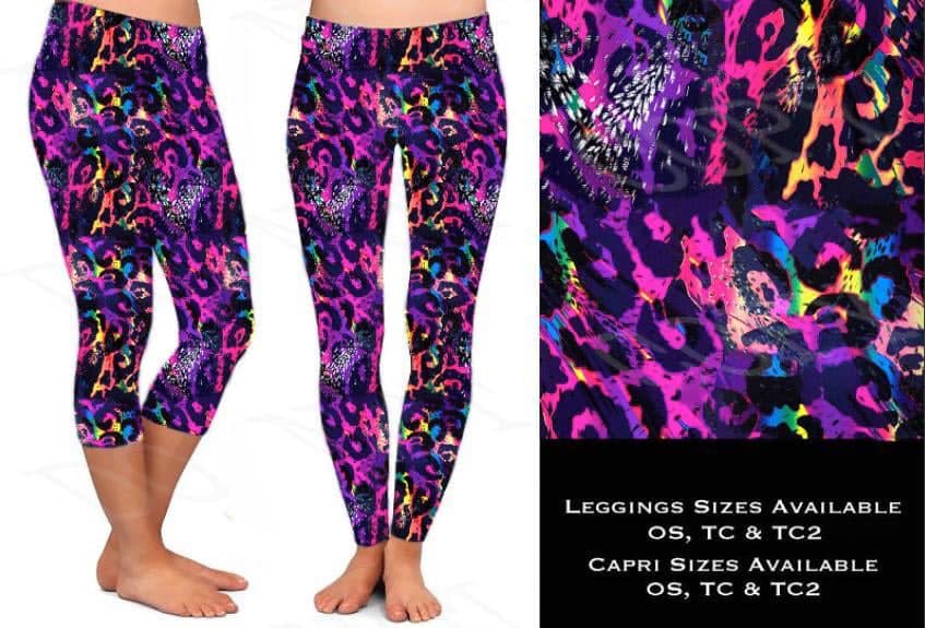 Purple Leopard leggings, capris and skorts with pockets