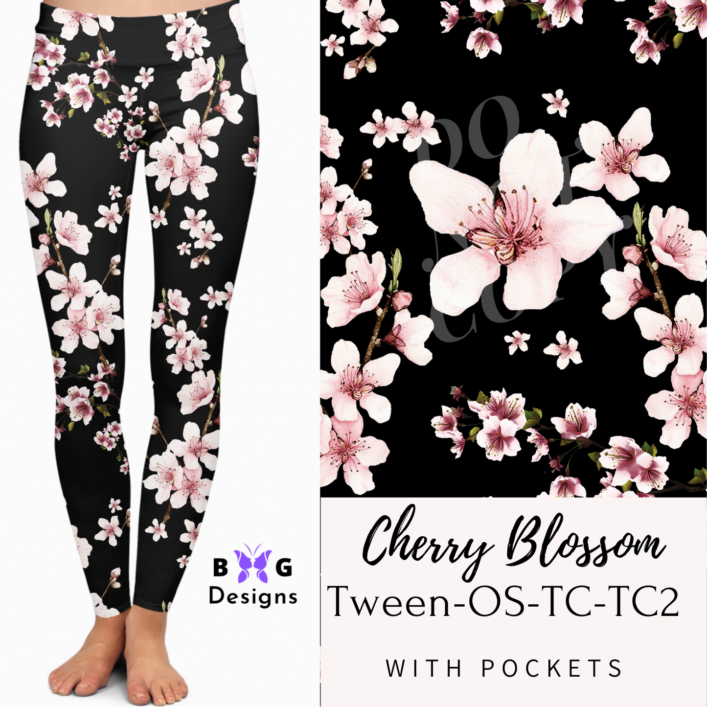 Cherry Blossom - Leggings with Pockets