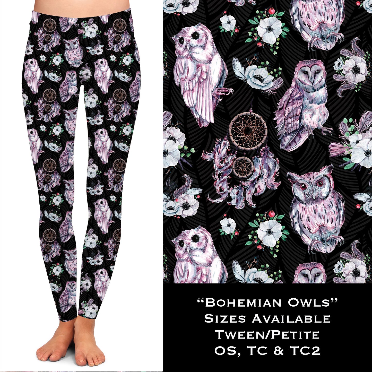 Bohemian Owls - Leggings with Pockets