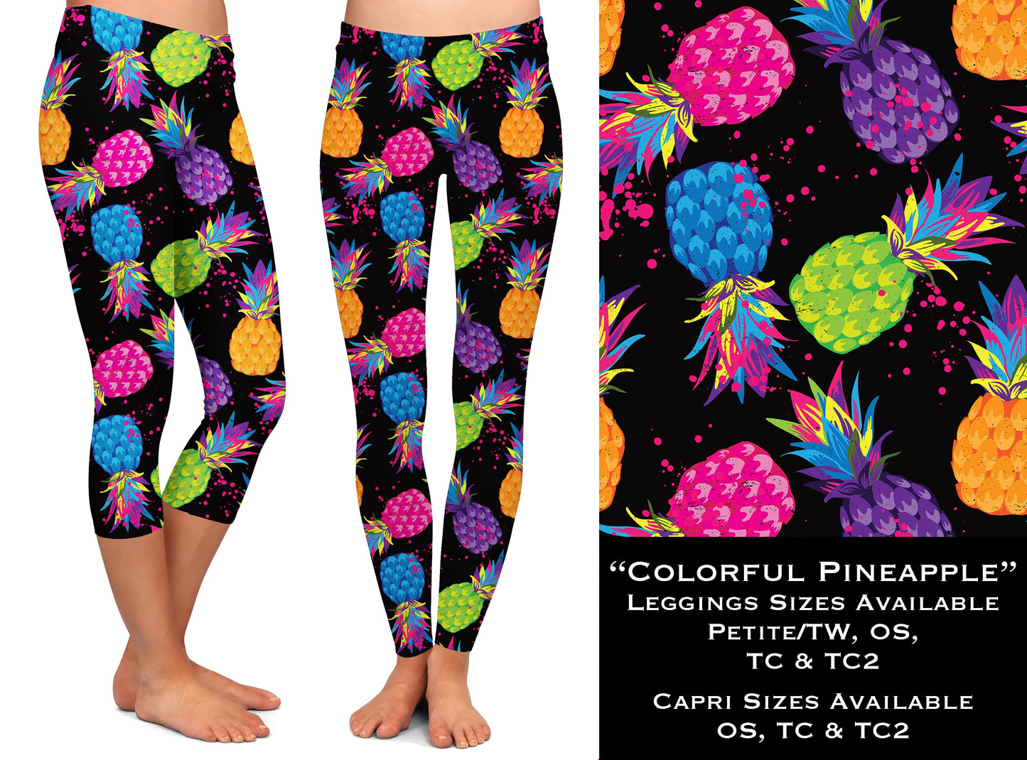 Colorful Bright Pineapple - Leggings & Capris