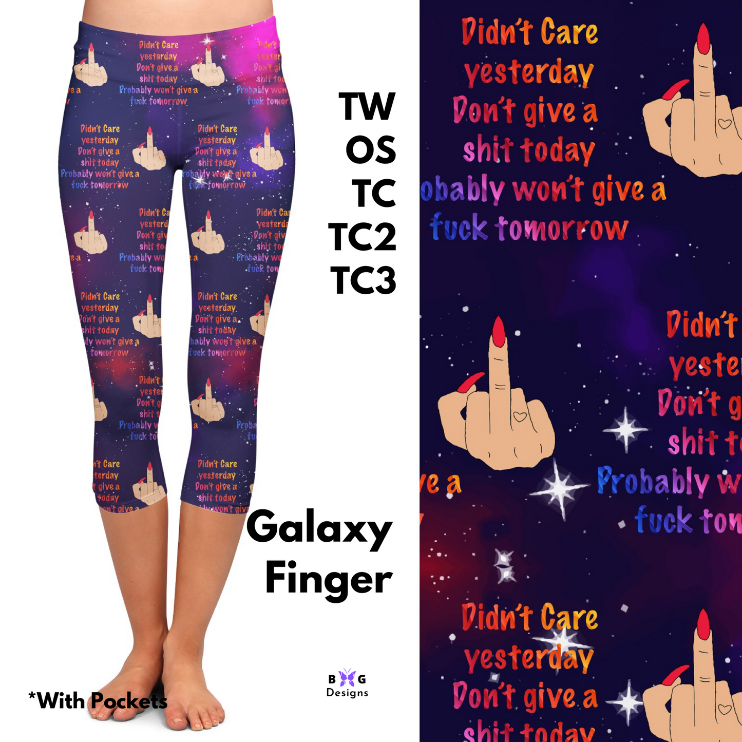Galaxy Finger - Capri Leggings with Pockets