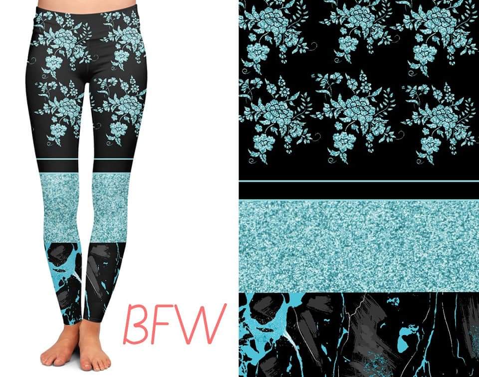 Vintage Teal leggings and capris with pockets