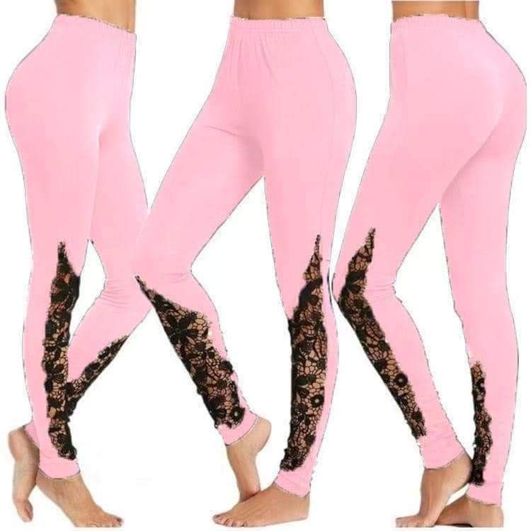 Many colors lace paneled leggings with pockets with YOGA WAISTAND!