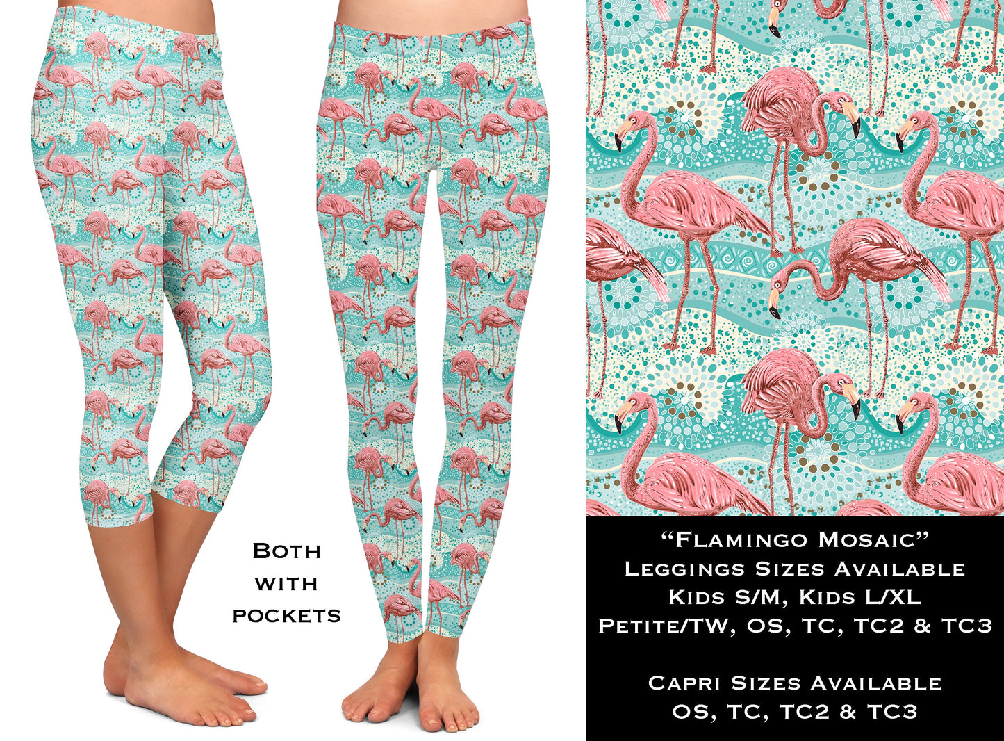 Flamingo Mosaic - Leggings & Capris