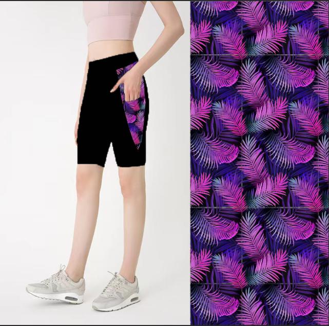 Purple Palm designer capri & shorts with pockets