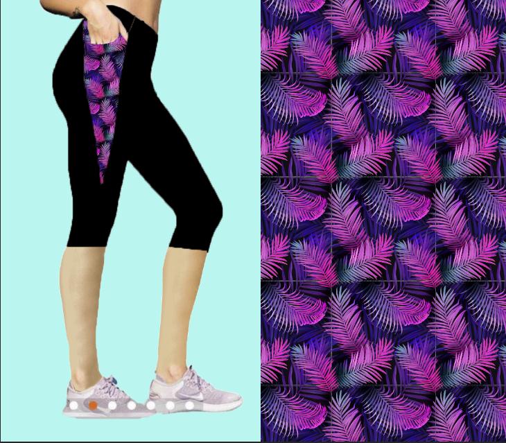 Purple Palm designer capri & shorts with pockets