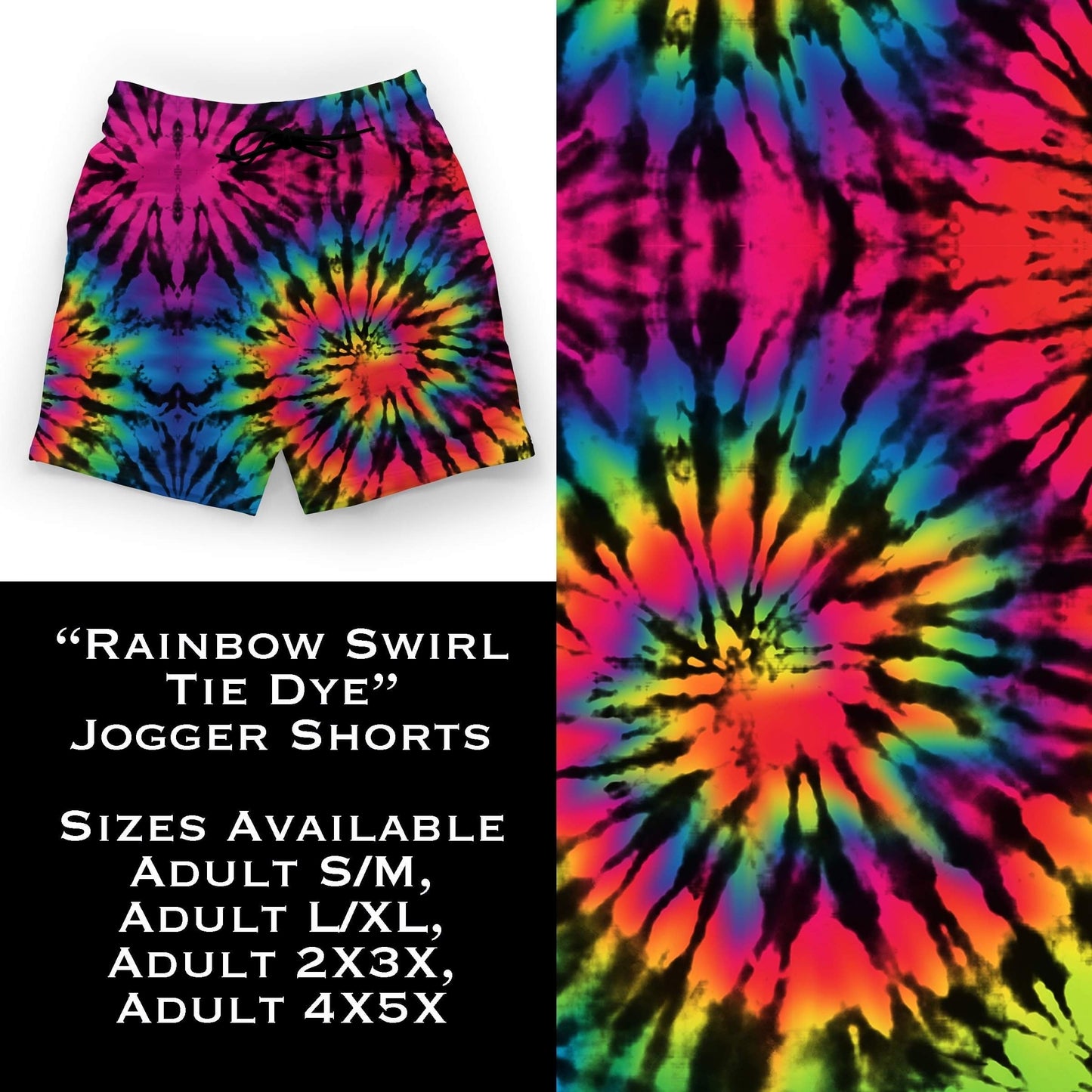 Rainbow Swirl Tie Dye Jogger Shorts