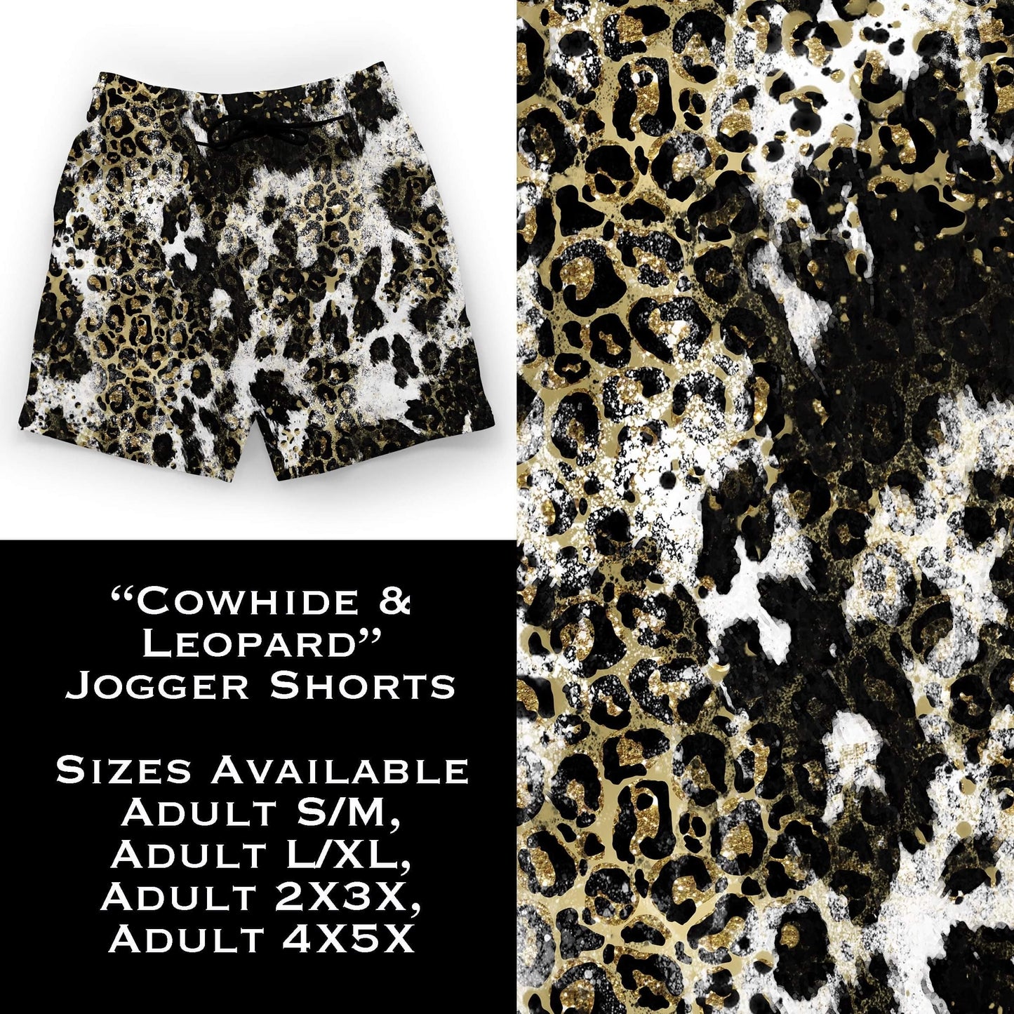 Cowhide & Leopard Jogger Shorts