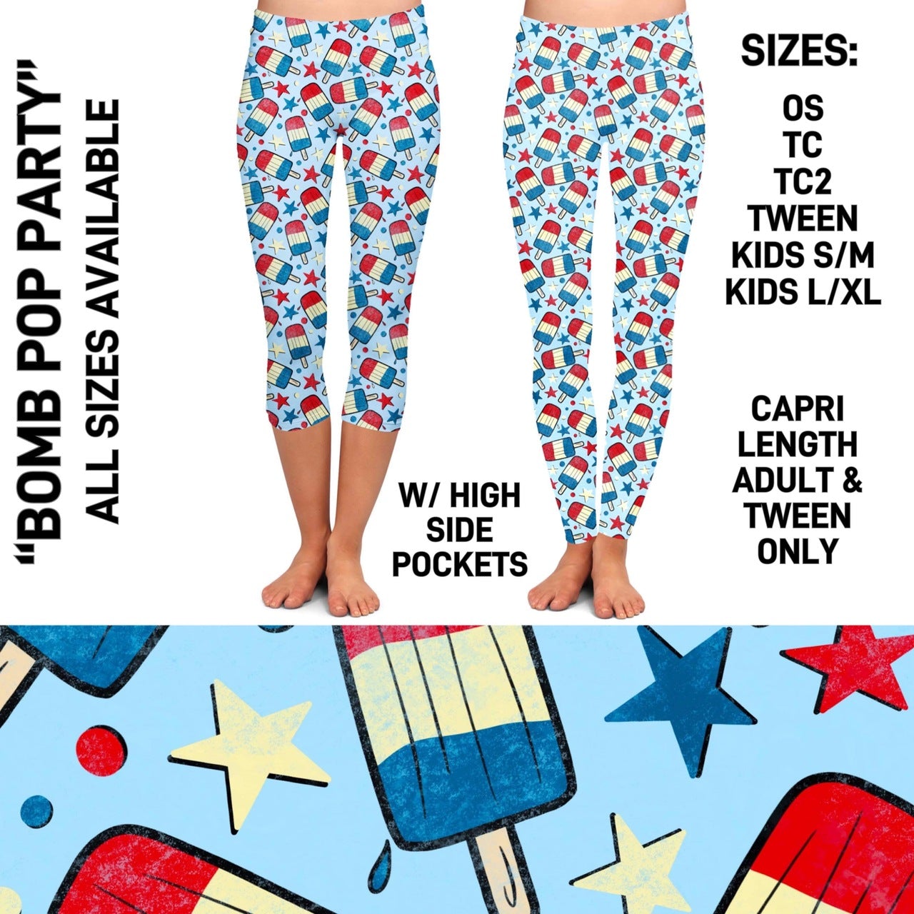 RTS - Bomb Pop Party Leggings with Pockets*