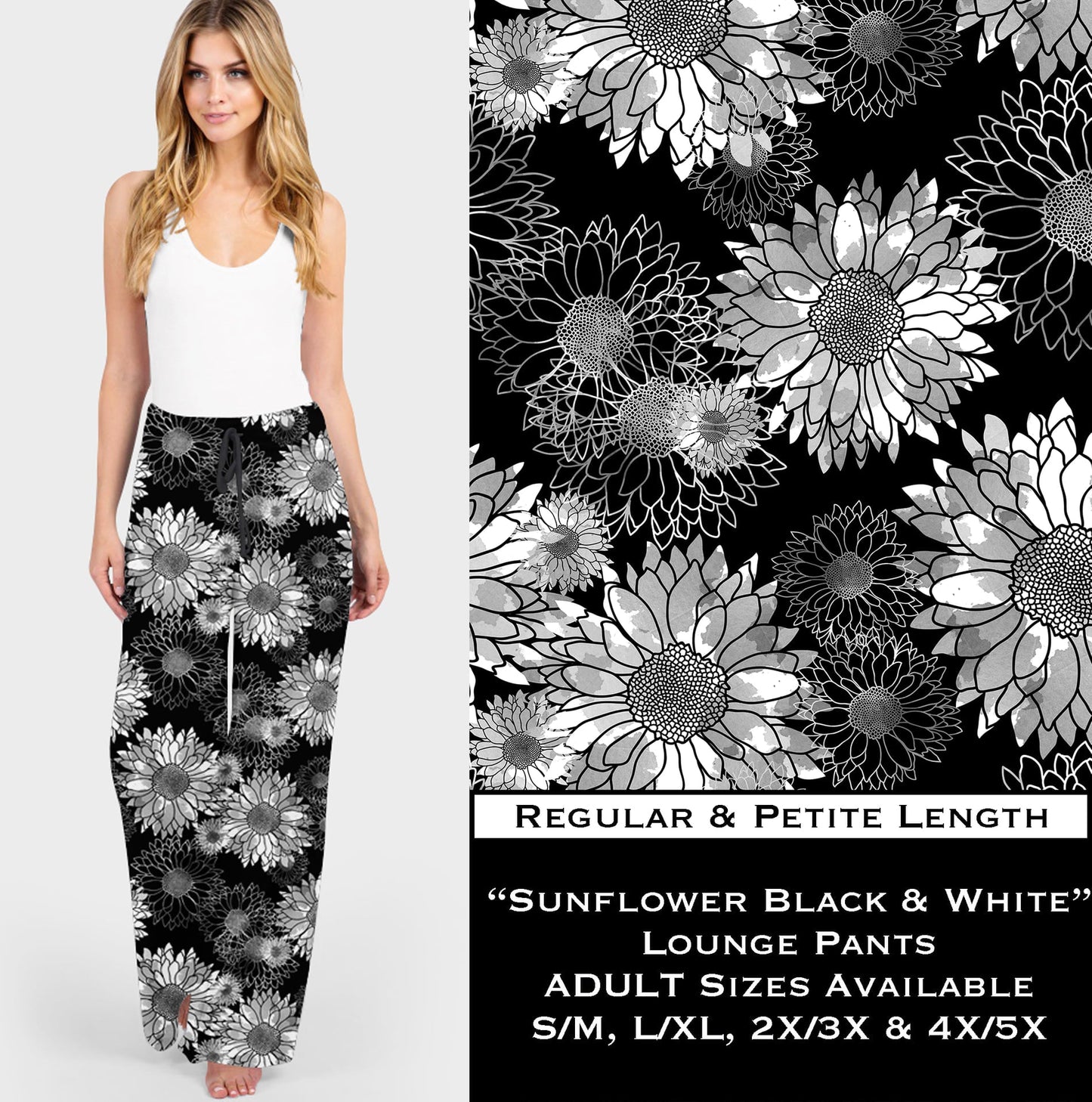 Sunflower Black & White - Lounge Pants