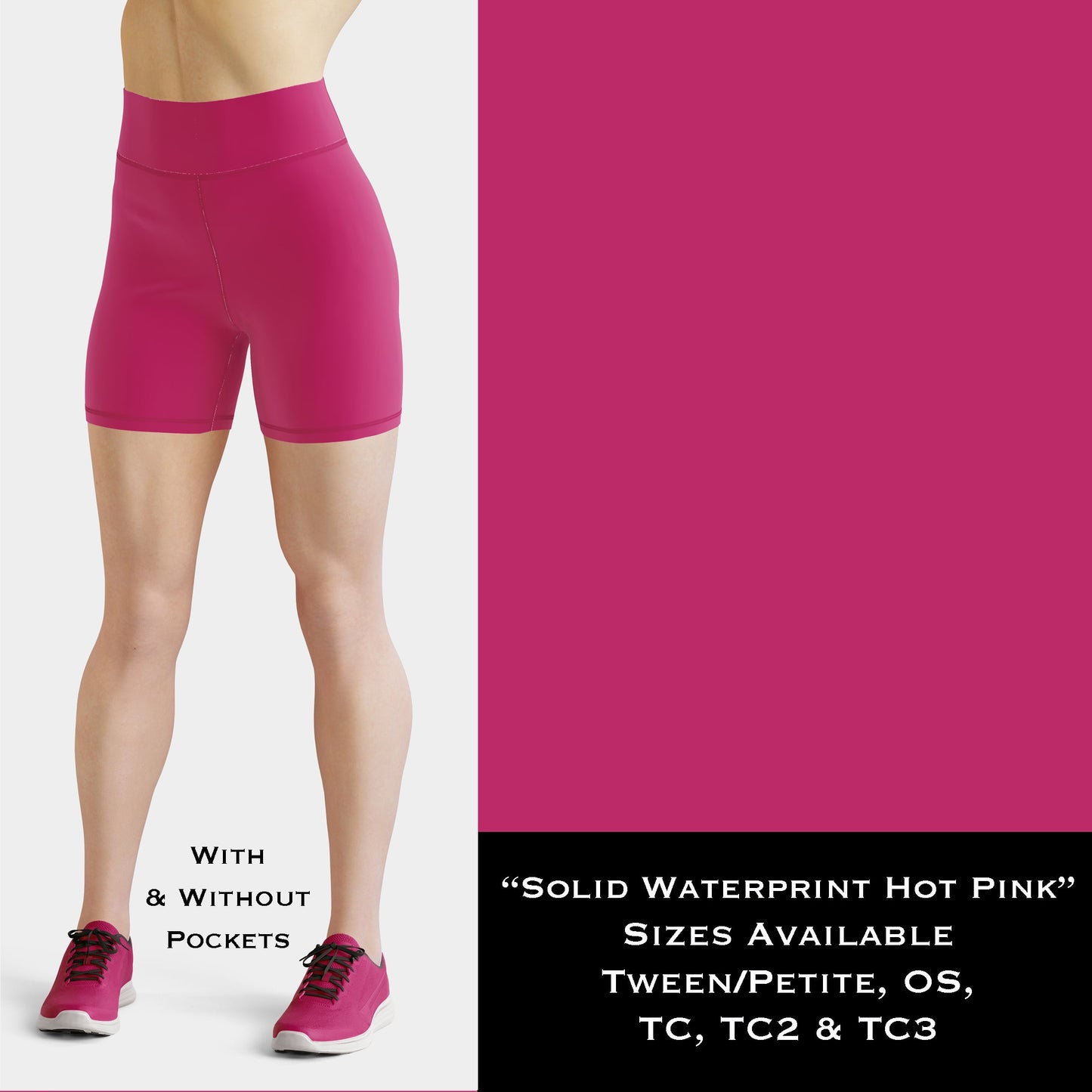 Solid HOT PINK Waterprint Yoga Shorts