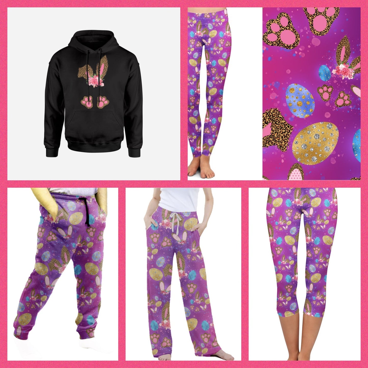 “Floral Ears” Easter Hoodies, Leggings, capris, Lounge Pants and Joggers