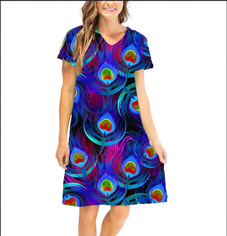 "Peacock" Custom dress with pockets